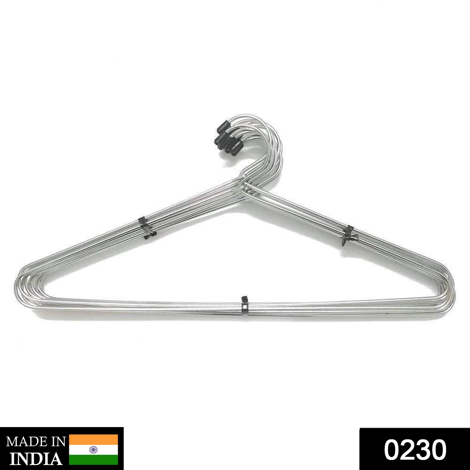 Set of 12 stainless steel hangers for efficient clothes storage. Set of 12 stainless steel hangers for efficient clothes storage.